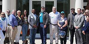 A photo of a tour group on the Day in the Life of a UNCW Student tour