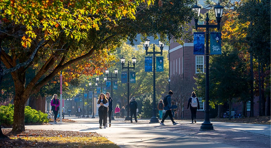 An image of students on chancellor's walk